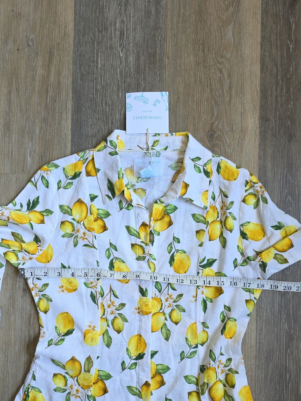 Cynthia Rowley White Midi Shirt Dress with Yellow Lemon Print - Picture 5 of 16